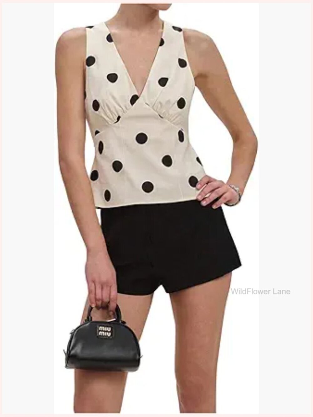 Polka Dot V Neck Sleeveless Tank Top Tie Back Summer Blouse